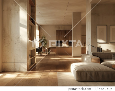 apartment with sofa over window and flower in pot apartment with sofa over window and flower in pot 114850306