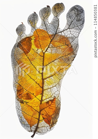 Footprint from leaves isolated on a white background. Eco concept. Footprint from leaves isolated on a white background. Eco concept. 114850381
