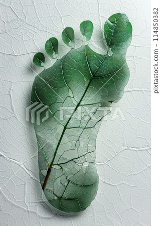 Footprint from leaves isolated on a white background. Eco concept. Footprint from leaves isolated on a white background. Eco concept. 114850382