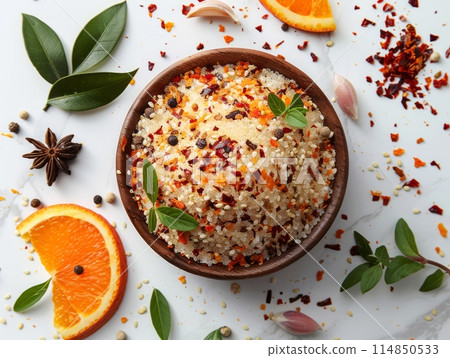 Organic Japanese Seven Spice Shichimi in a Bowl 114850533