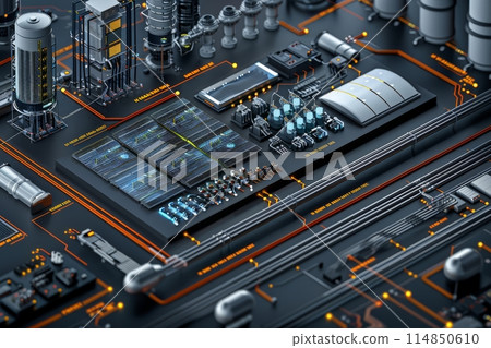 a computer generated image of a circuit board a computer generated image of a circuit board 114850610