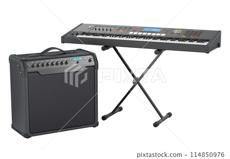 Instrument Amplifier with Electronic Digital Piano, 3D rendering 114850976