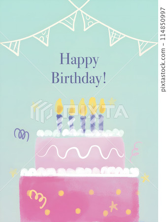 Greeting Postcard Happy Birthday Cake 114850997