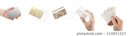 Credit card mockup. Bank plastic isolated debit money hand payment. Template blank bonus pay online Credit card mockup. Bank plastic isolated debit money hand payment. Template blank bonus pay online 114851323