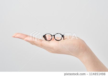 女人手掌上的眼鏡模型 114851498