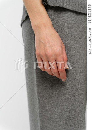 Close-up of female hand on a white background. 114851526