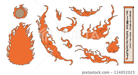 Ukiyo-e style flame effect set. 114852023