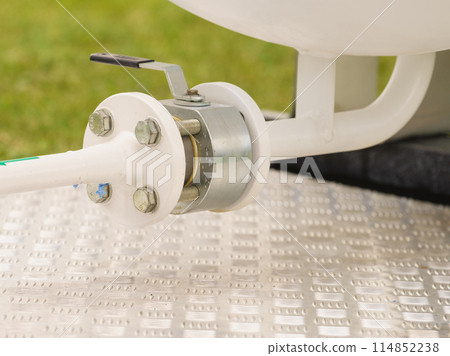 Metal pipe with valves and screws. Metal pipe with valves and screws. 114852238
