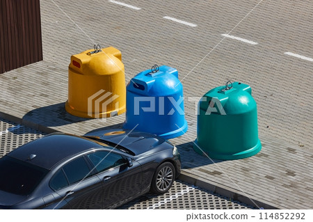 Recyclables dumpster garbage bin containers Recyclables dumpster garbage bin containers 114852292