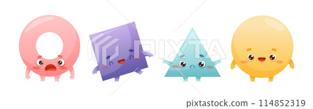 Geometric Shape Character with Different Face Expression and Emotion Vector Set Geometric Shape Character with Different Face Expression and Emotion Vector Set 114852319