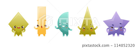 Geometric Shape Character with Different Face Expression and Emotion Vector Set Geometric Shape Character with Different Face Expression and Emotion Vector Set 114852320