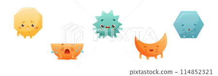 Geometric Shape Character with Different Face Expression and Emotion Vector Set Geometric Shape Character with Different Face Expression and Emotion Vector Set 114852321