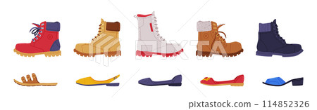 Shoes of Different Type as Casual Footwear Vector Set 114852326