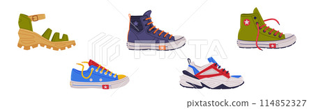 Shoes of Different Type as Casual Footwear Vector Set Shoes of Different Type as Casual Footwear Vector Set 114852327