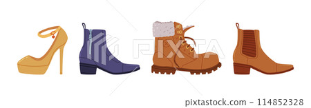Shoes of Different Type as Casual Footwear Vector Set 114852328