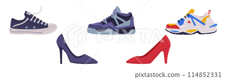 Shoes of Different Type as Casual Footwear Vector Set 114852331