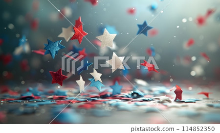 Red, White, and Blue Stars Arranged on Table 114852350