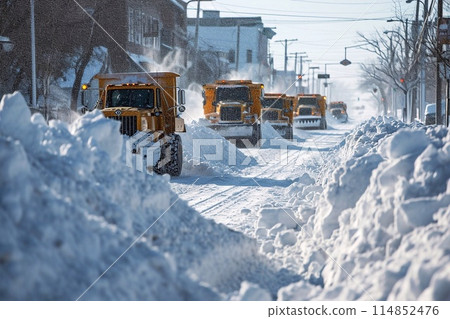 Snow plow on the road in winter 114852476