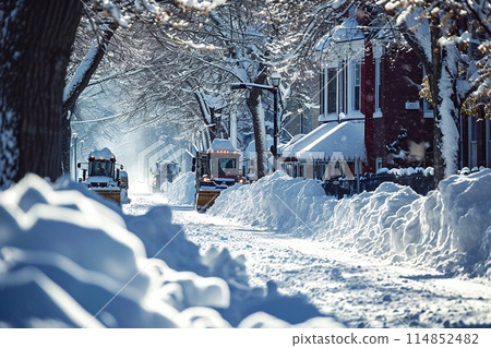 Snow plow in the snow 114852482