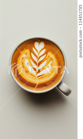 Coffee Cup With Leaf Decoration 114852785