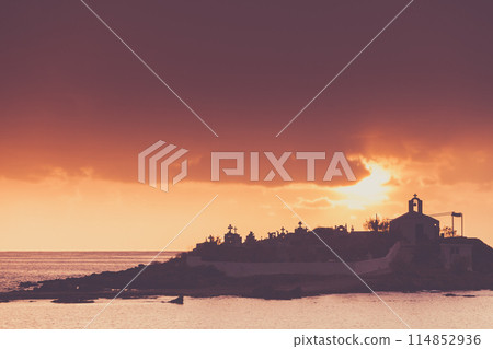 Agios Fokas Greece, sunrise at stormy weather Agios Fokas Greece, sunrise at stormy weather 114852936