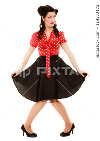 Retro. Full length of woman girl in pinup style Retro. Full length of woman girl in pinup style 114853172