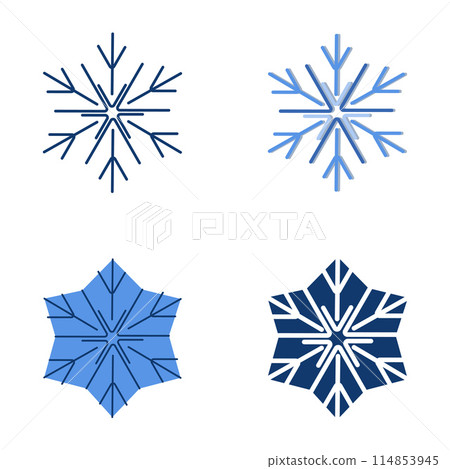 Snowflake icon set in flat and line style 114853945