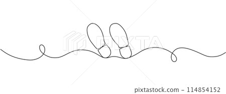 Shoe print icon drawn with one continuous line. Single line frame with shoe print. Vector editable line illustration. Shoe print icon drawn with one continuous line. Single line frame with shoe print. Vector editable line illustration. 114854152