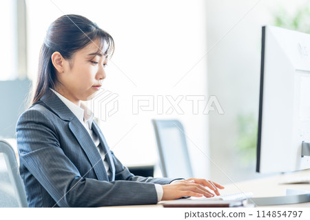 前往個人電腦的女商人 114854797