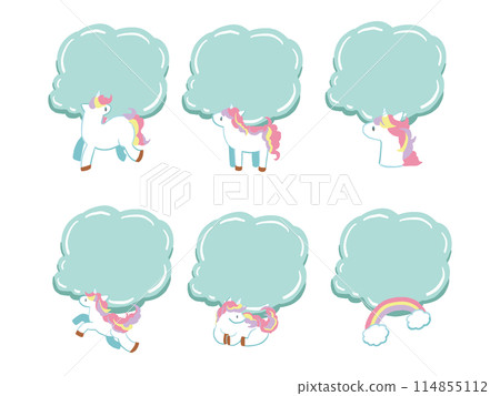 Cute unicorn pop frame illustration set Cute unicorn pop frame illustration set 114855112