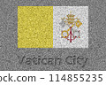 The Vatican flag painted on a stone slab and the words "Vatican City" carved into it 114855235