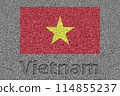 The Vietnamese flag painted on a stone slab and the word "Vietnam" carved into it 114855237
