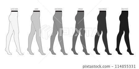 Set of different Den Denier Tights Pantyhose on legs - Ultra Sheer, Semi-Opaque, Mega Thick. Fashion accessory clothing Set of different Den Denier Tights Pantyhose on legs - Ultra Sheer, Semi-Opaque, Mega Thick. Fashion accessory clothing 114855331