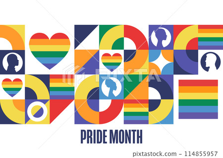 Happy Pride Month. LGBT. June. Holiday concept. Template for background, banner, card, poster with Happy Pride Month. LGBT. June. Holiday concept. Template for background, banner, card, poster with 114855957
