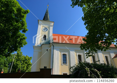 Czech Republic: Church in Mystojin near Kyjov, a town at the base of the South Moravian steppe 114856260