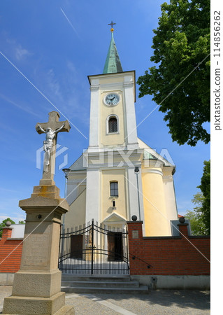 Czech Republic: Church in Mystojin near Kyjov, a town at the base of the South Moravian steppe Czech Republic: Church in Mystojin near Kyjov, a town at the base of the South Moravian steppe 114856262