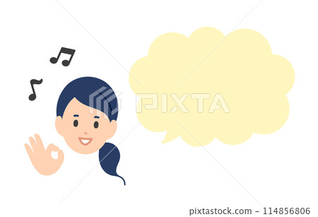 A set of a woman making an OK sign and a speech bubble [People vector illustration material] 114856806