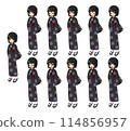 Vector illustration set of a woman wearing a yukata 114856957
