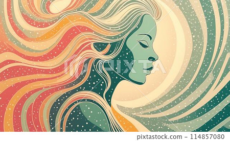 Illustration [Pastel] Woman with beautiful hair 114857080
