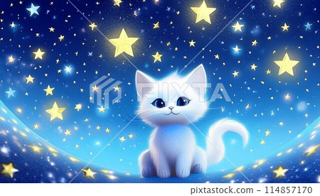 A cat gazing at the starry sky A cat gazing at the starry sky 114857170