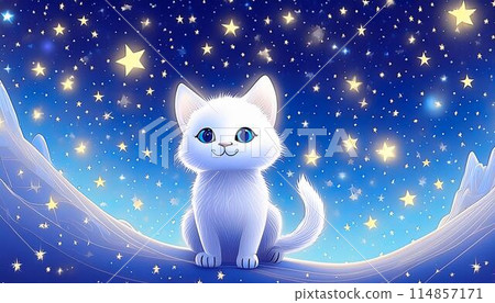 A cat gazing at the starry sky A cat gazing at the starry sky 114857171