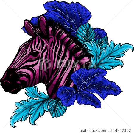 hand draw Zebra head vector illustration design 114857397