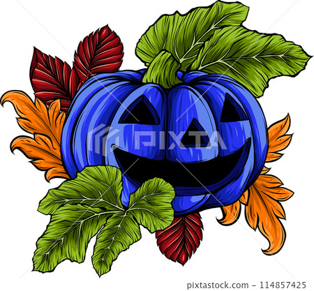 Halloween pumpkin in flat style vector illustration design 114857425