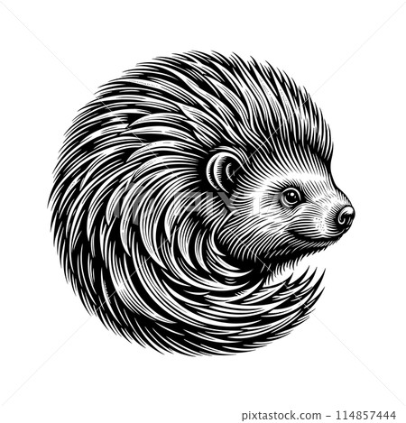 Circle porcupine vector illustration isolated on white BG Circle porcupine vector illustration isolated on white BG 114857444