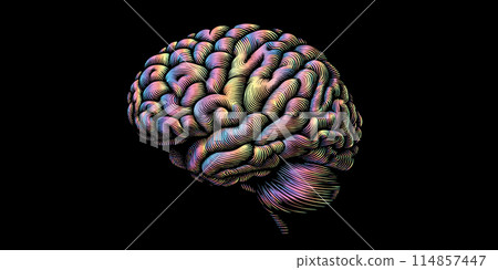 Colorful brain stencil on dark BG 114857447