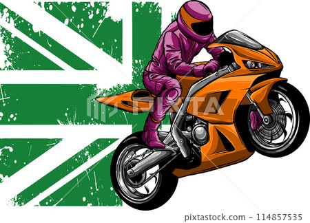 sportbike racer riding fast vector illustration design 114857535