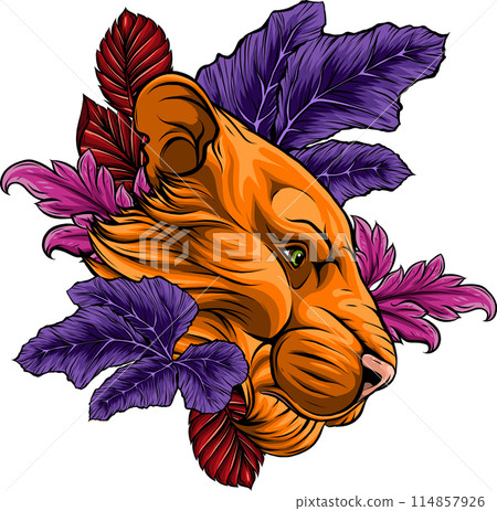 Lion head colorful hand draw vector illustration Lion head colorful hand draw vector illustration 114857926
