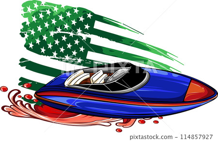 illustration of Speedboat flat vector isolated design illustration of Speedboat flat vector isolated design 114857927