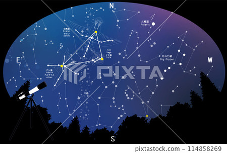 Stargazing: Summer constellations and the Summer Triangle from the forest 114858269