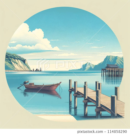 船漂浮在海面上 114858290